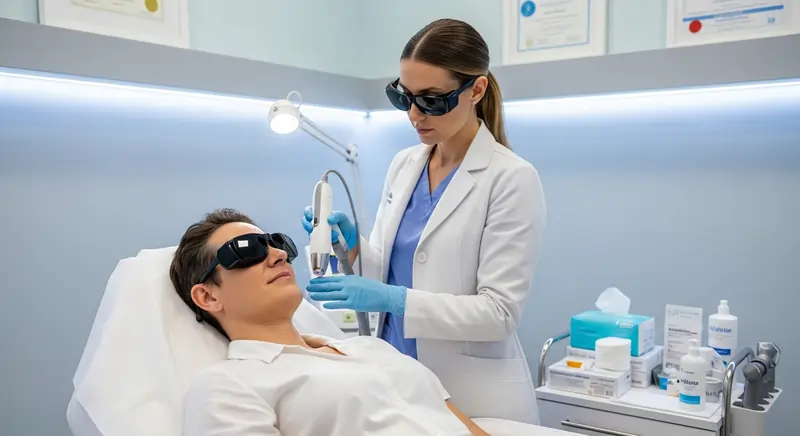 Una persona si sottopone a una seduta di laser in un centro estetico medico professionale | Laser Milano