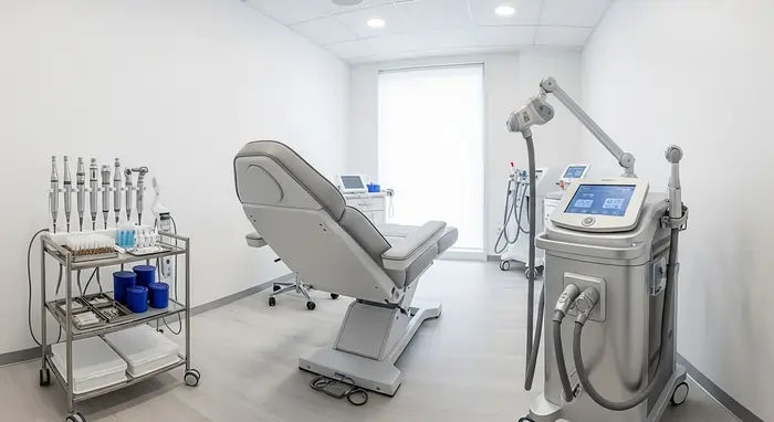 Foto di una stanza di un centro medico-estetico con i tipici macchinari per il ringiovanimento della pelle | LaserMilano