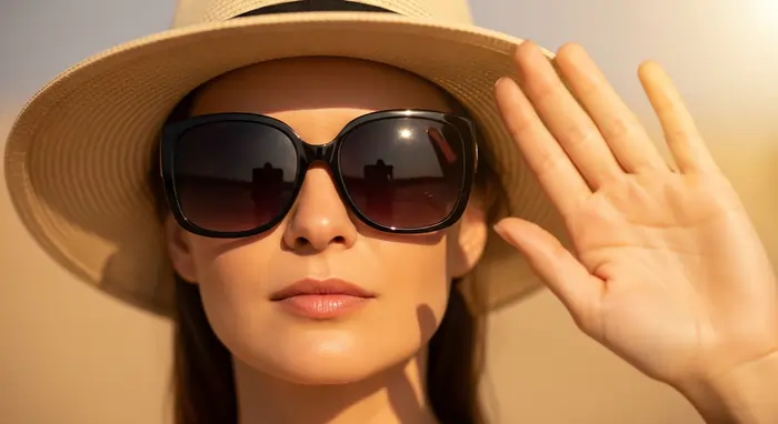 Donna al sole con un cappello in paglia e occhiali da sole | LaserMilano