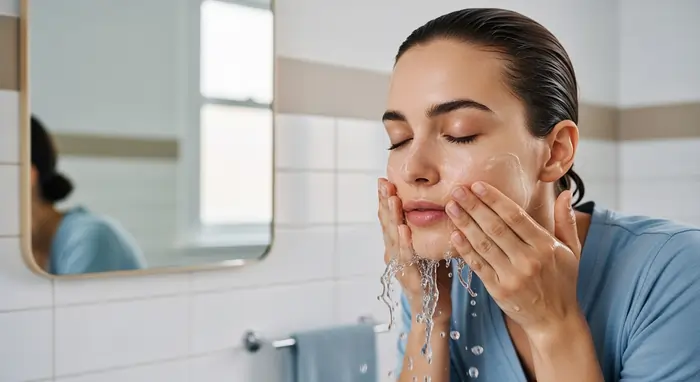 Donna intenta a detergersi il viso | LaserMilano