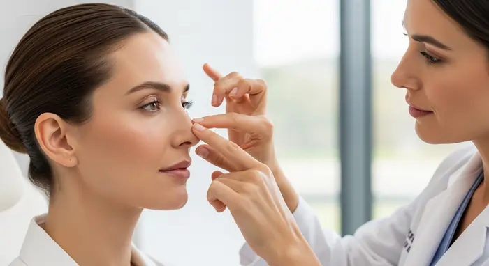 Dottoressa che esamina il naso di una paziente | LaserMilano