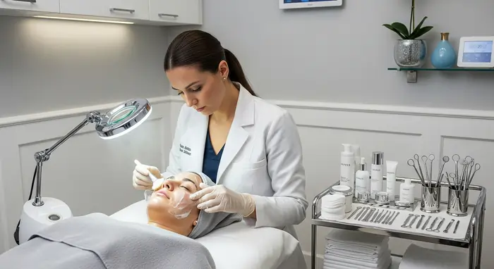 Dottoressa esegue trattamento di purificazione viso su una paziente | LaserMilano