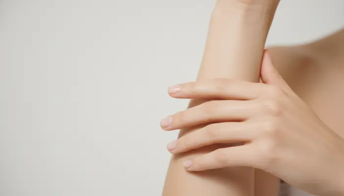 Mano di donna sulla pelle del braccio, evocativa dell'idea di beauty care | LaserMilano