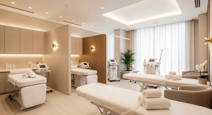 Vista interna della sala di un centro medico estetico professionale | LaserMilano