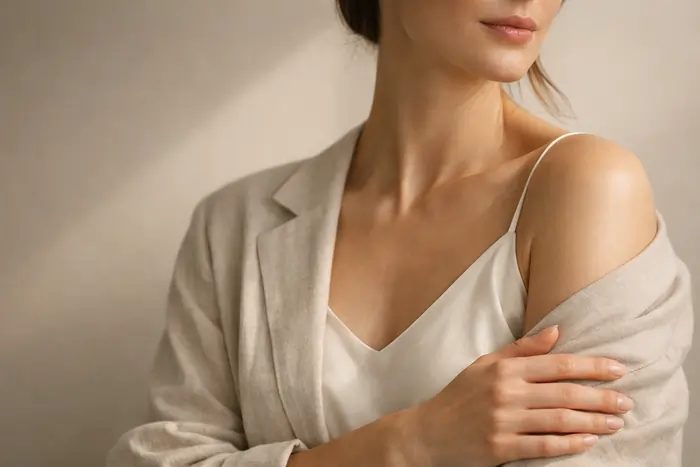Immagine beauty con illuminazione laterale che valorizza la qualità e l’uniformità della pelle. | Laser Milano