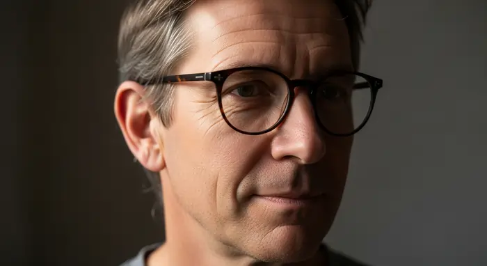 Uomo di mezza età con orecchio visibile in luce naturale, immagine informativa sui peli nelle orecchie e sulla loro eliminazione.| LaserMilano