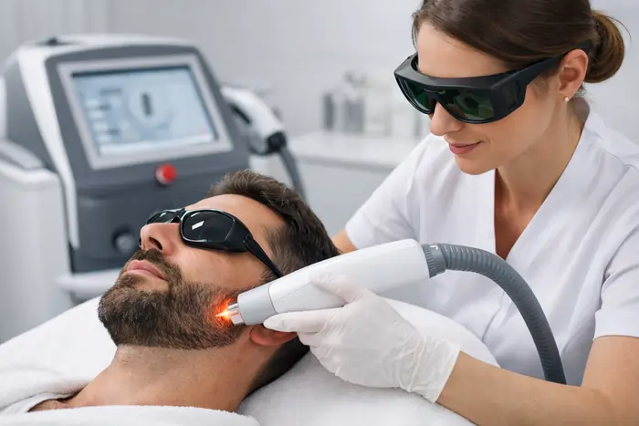 Ragazzo durante una seduta di epilazione laser alla barba | Laser Milano