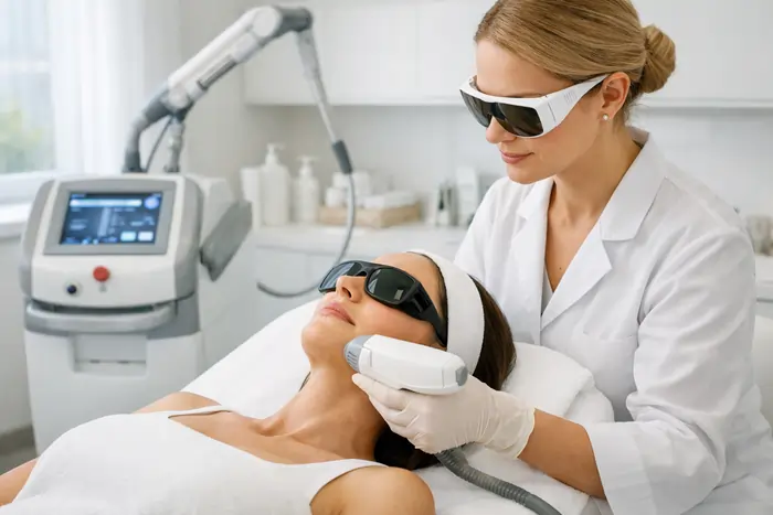 Una donna durante un trattamento laser per l'epilazione | Laser Milano