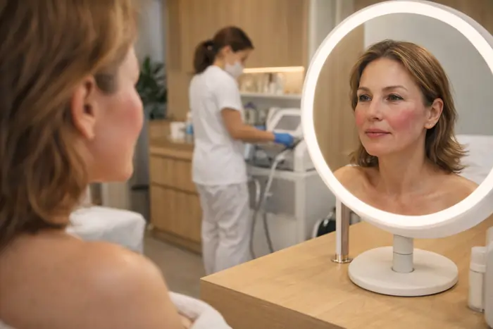 Una donna con le guance leggermente arrossate dopo un trattamento laser | Laser Milano